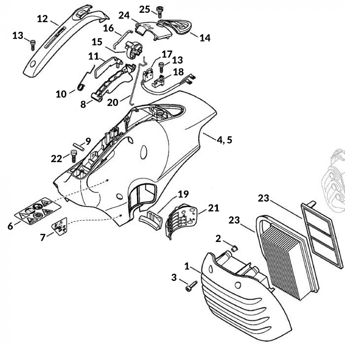 Stihl TS410 Parts Diagram - Shroud Assembly & Filter – Greenred Spares ...