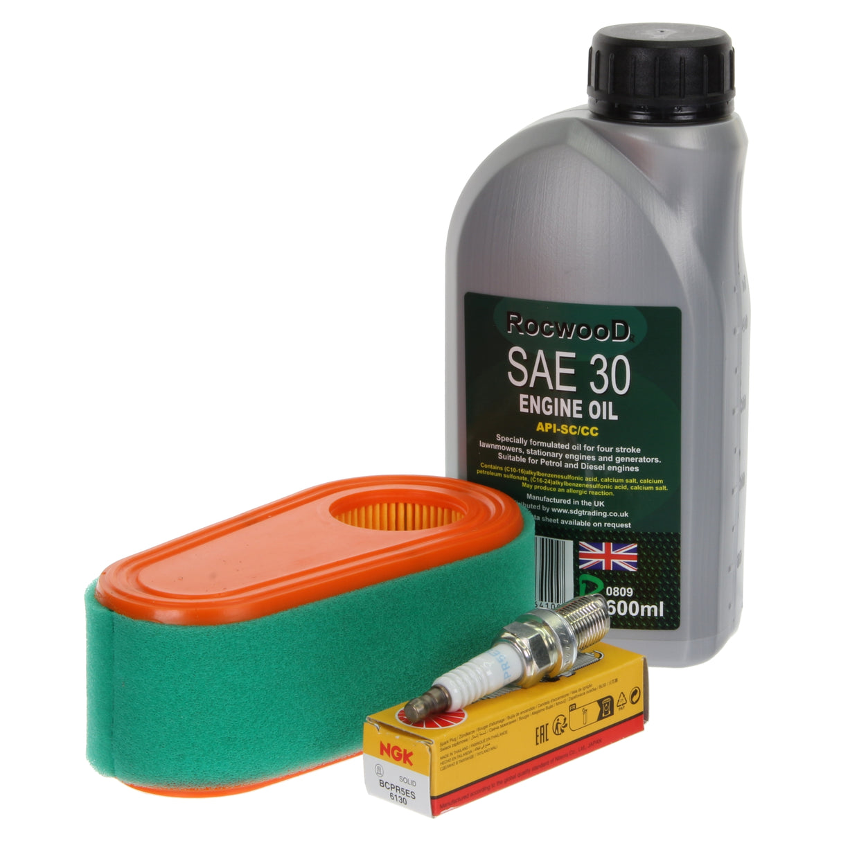 Service Kit fits Briggs & Stratton 800E, 850E, 875EX, 875is NGK Plug + SAE 30 OIL