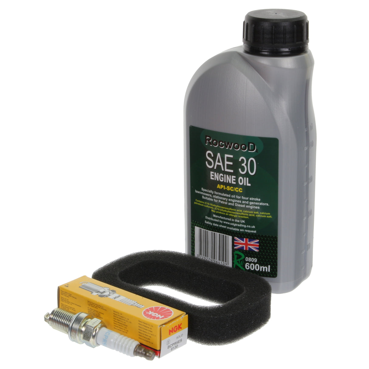 Service Kit fits Mountfield RS100 HP414 SP414 Lawnmower Air Filter, NGK Plug, Oil