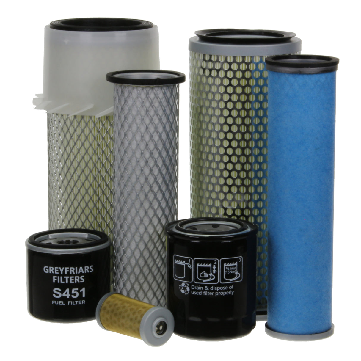Filter Service Kit for Kubota KX 91-2 Mini Excavator | Engine: Kubota V 1505-BH-5 | Serial No's: Upto 56296