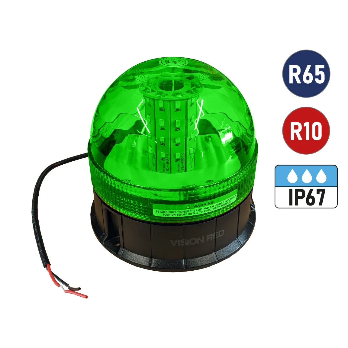 VisionRed 1/2 Lens 3 Bolt Beacon Green Lens