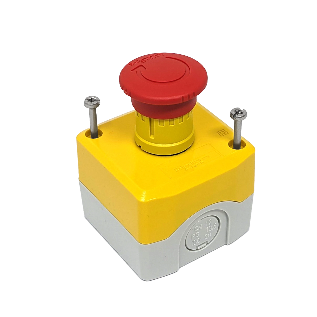 Emergency Stop Push Button c/w Open Switch & Closed Switch (Includes Yellow Surface Mounted Box)