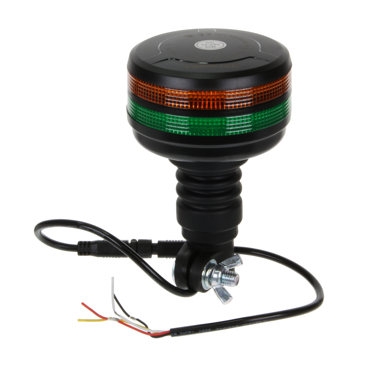 Vision Red Dual Lens Flexible Stem / Pole Mount LED Beacon - Amber/Green