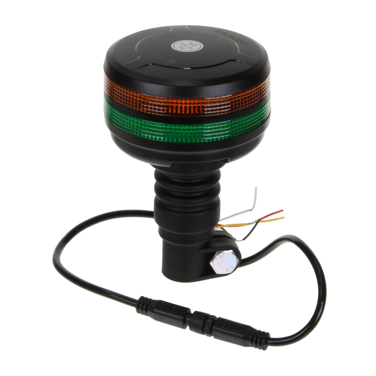 Vision Red Dual Lens Flexible Stem / Pole Mount LED Beacon - Amber/Green