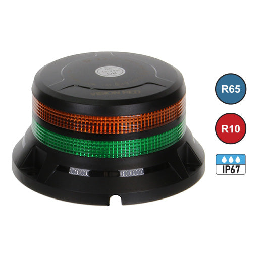 Vision Red Dual Lens Magnetic LED Beacon - Amber/Green