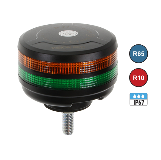 Vision Red Dual Lens Single Bolt LED Beacon - Amber/Green