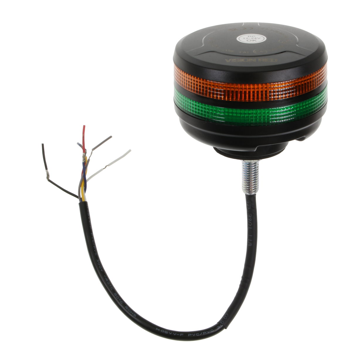 Vision Red Dual Lens Single Bolt LED Beacon - Amber/Green