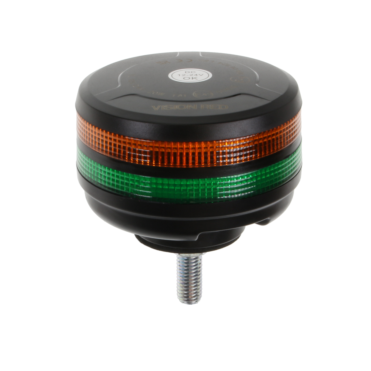 Vision Red Dual Lens Single Bolt LED Beacon - Amber/Green
