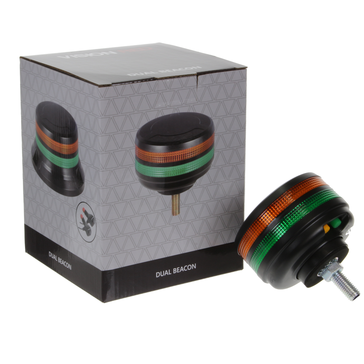 Vision Red Dual Lens Single Bolt LED Beacon - Amber/Green