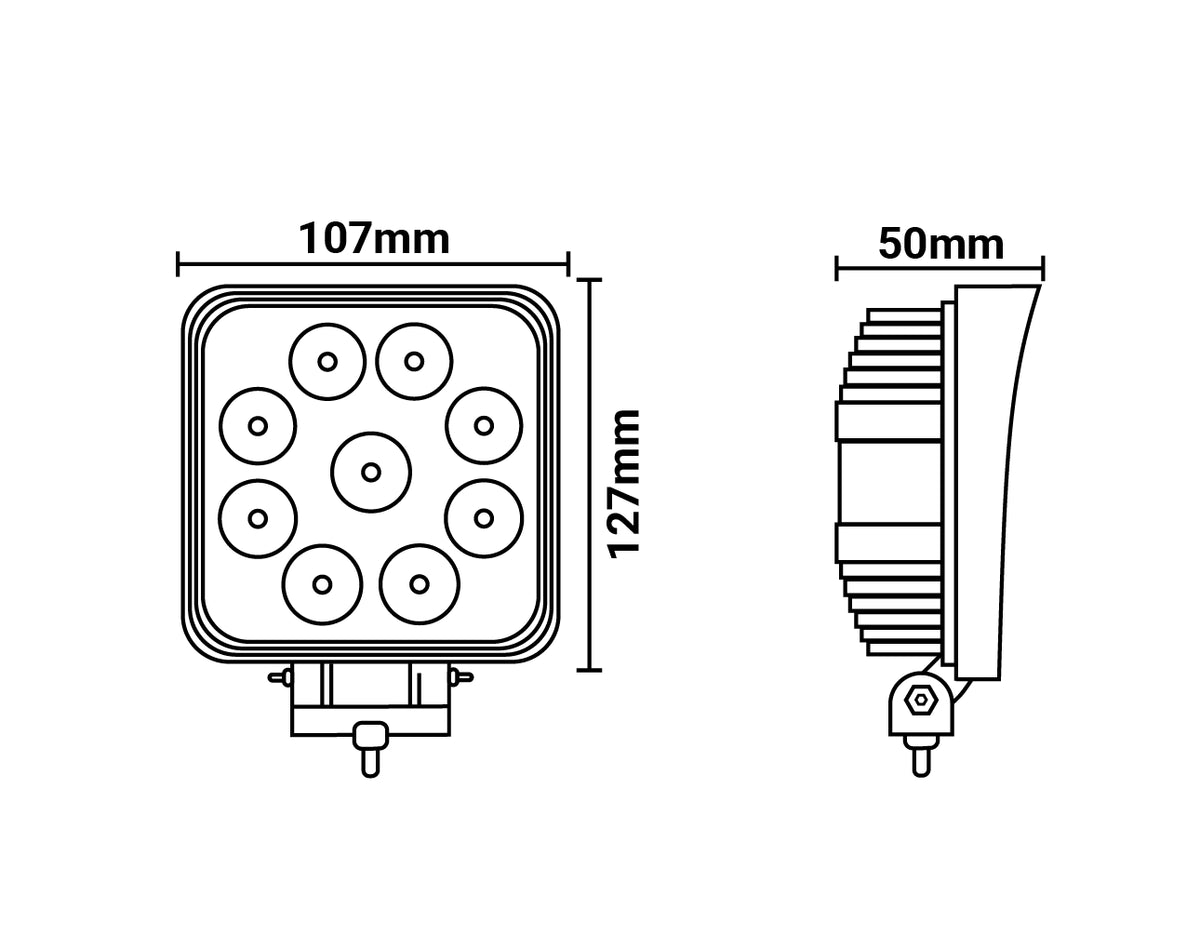Premium Visionred Worklamp IP68K 36 Watt | Square