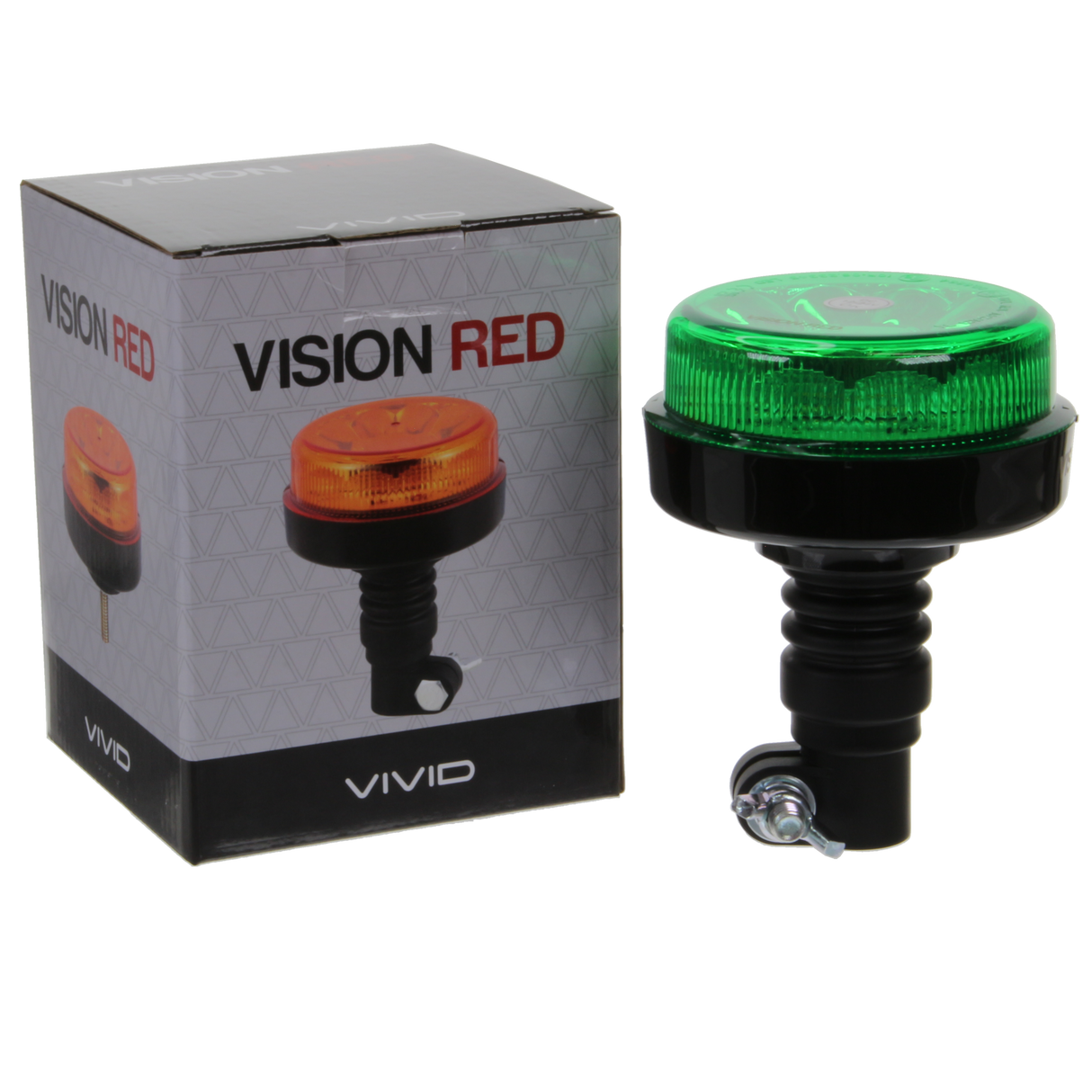 Vision Red 'Vivid' 12-24V Flexible Stem Compact Beacon with Green Lens